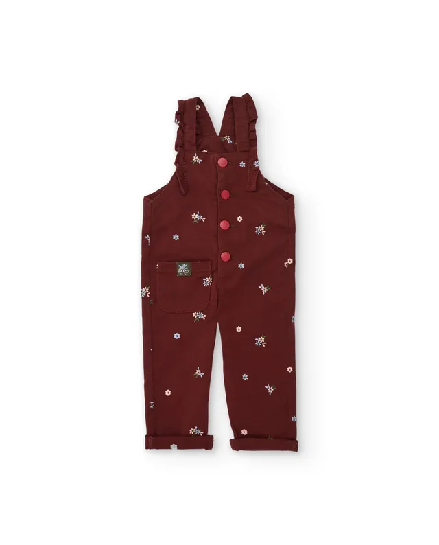Tuc Tuc salopette bambina fiori bordeaux