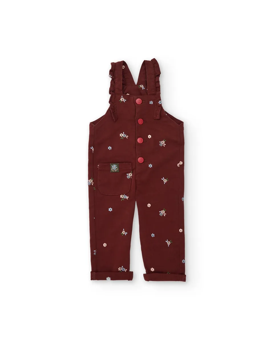 Tuc Tuc salopette bambina fiori bordeaux