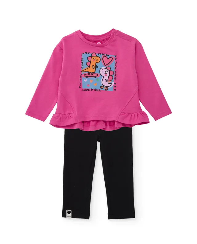 Tuc Tuc completo bambina maglia fucsia leggings 6 mesi