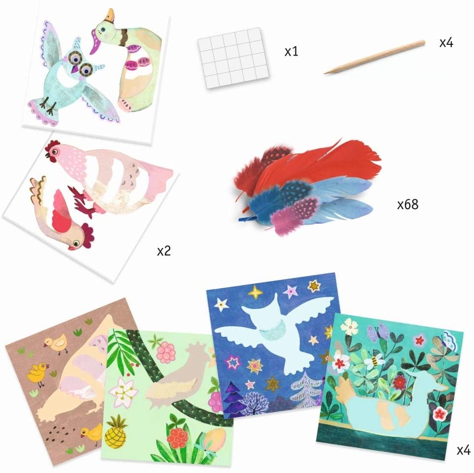 Djeco Feather Pictures Fancy Feathers set artistico piume