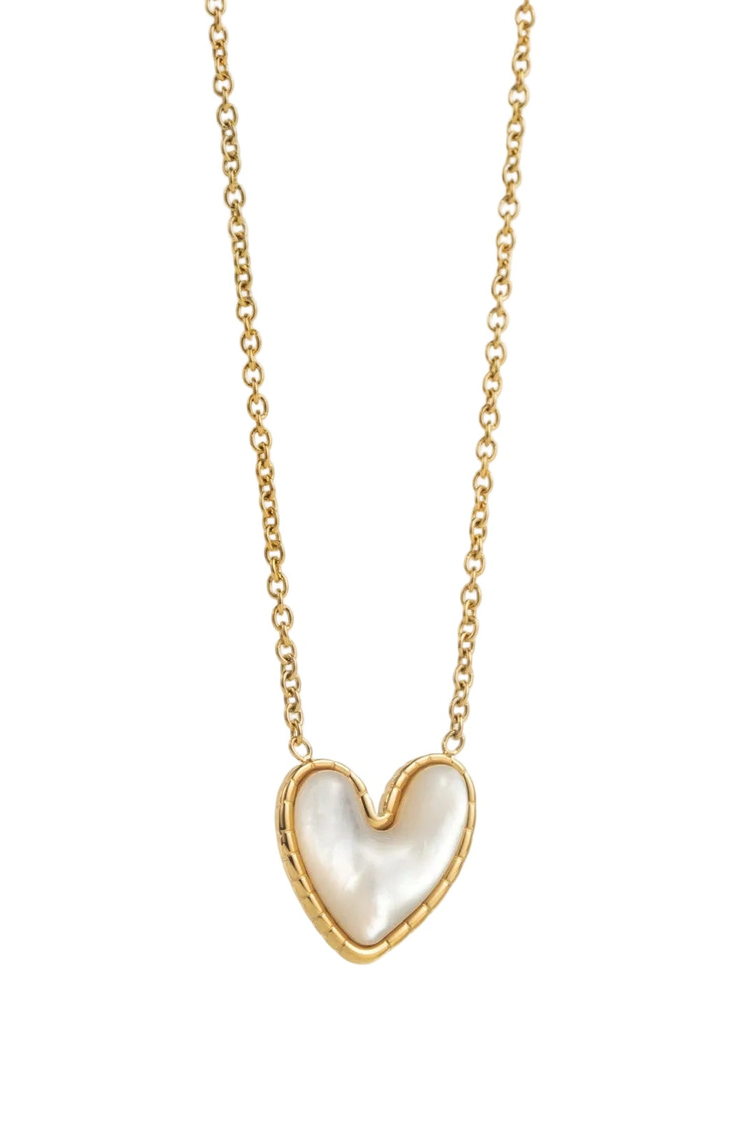 Ella and Rapha Heart Pearl collana bianca acciaio