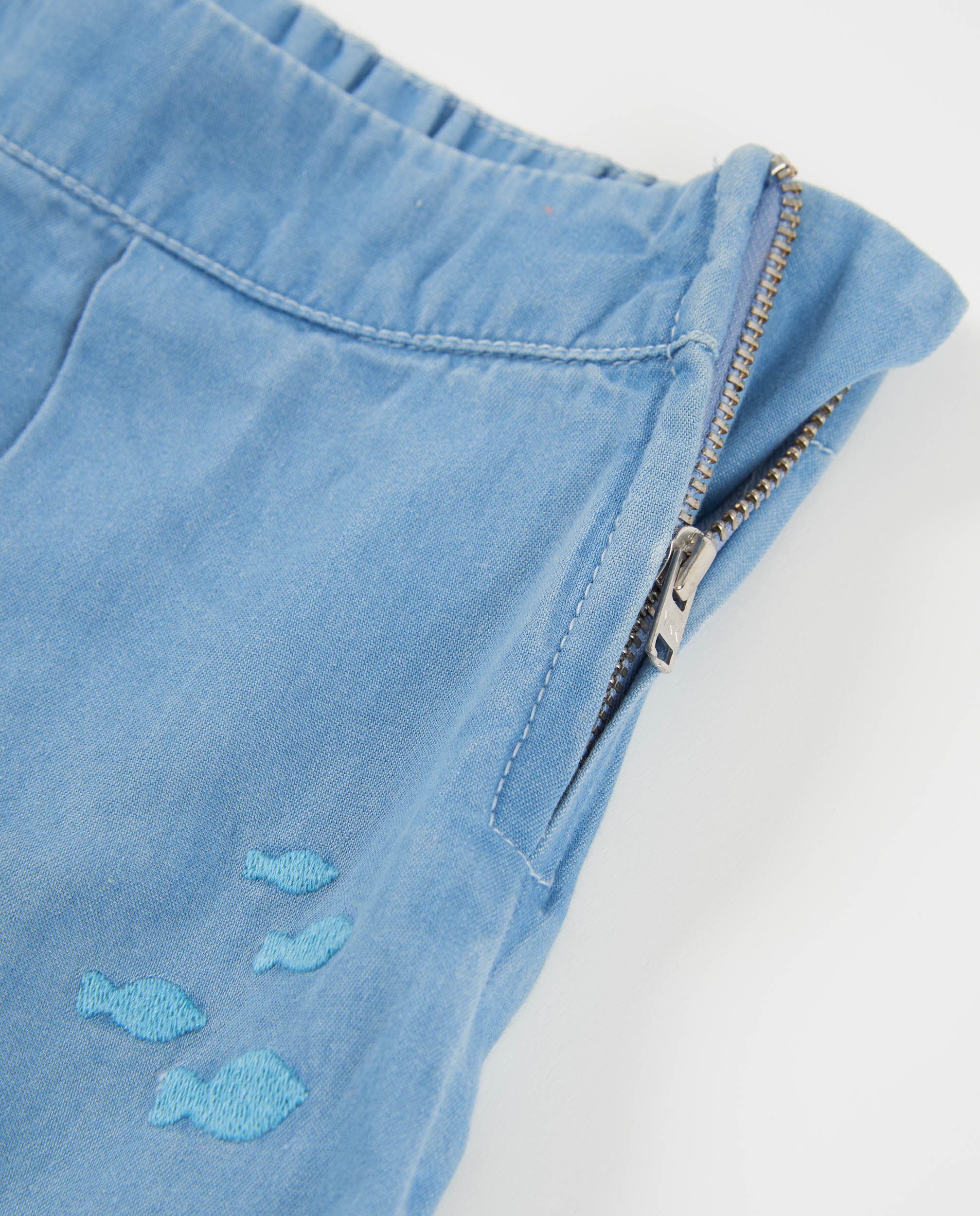 Tuc tuc gonna pantalonetto denim bambina blu ricamo marino