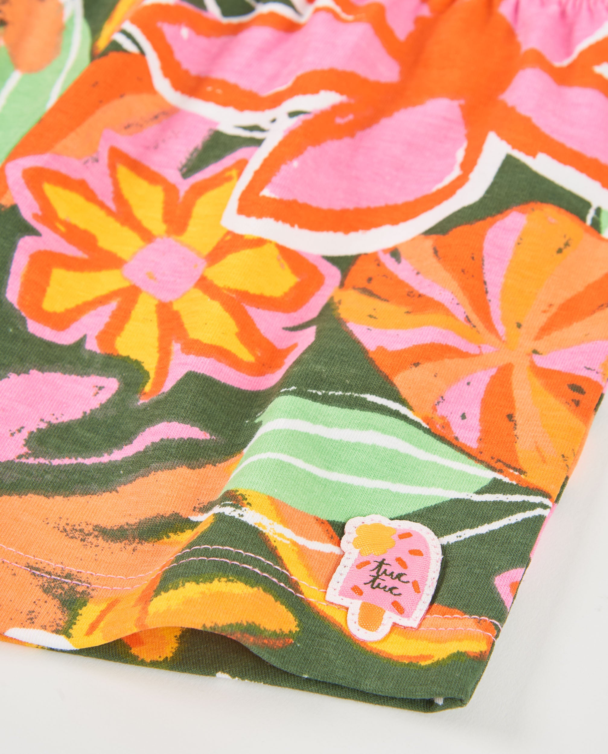 Tuc Tuc shorts bambina arancioni fantasia fiori