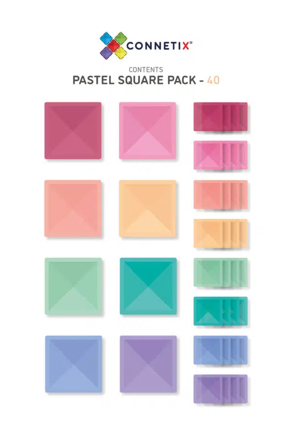 Connetix Pastel Square Pack costruzioni magnetiche 40 pezzi pastello