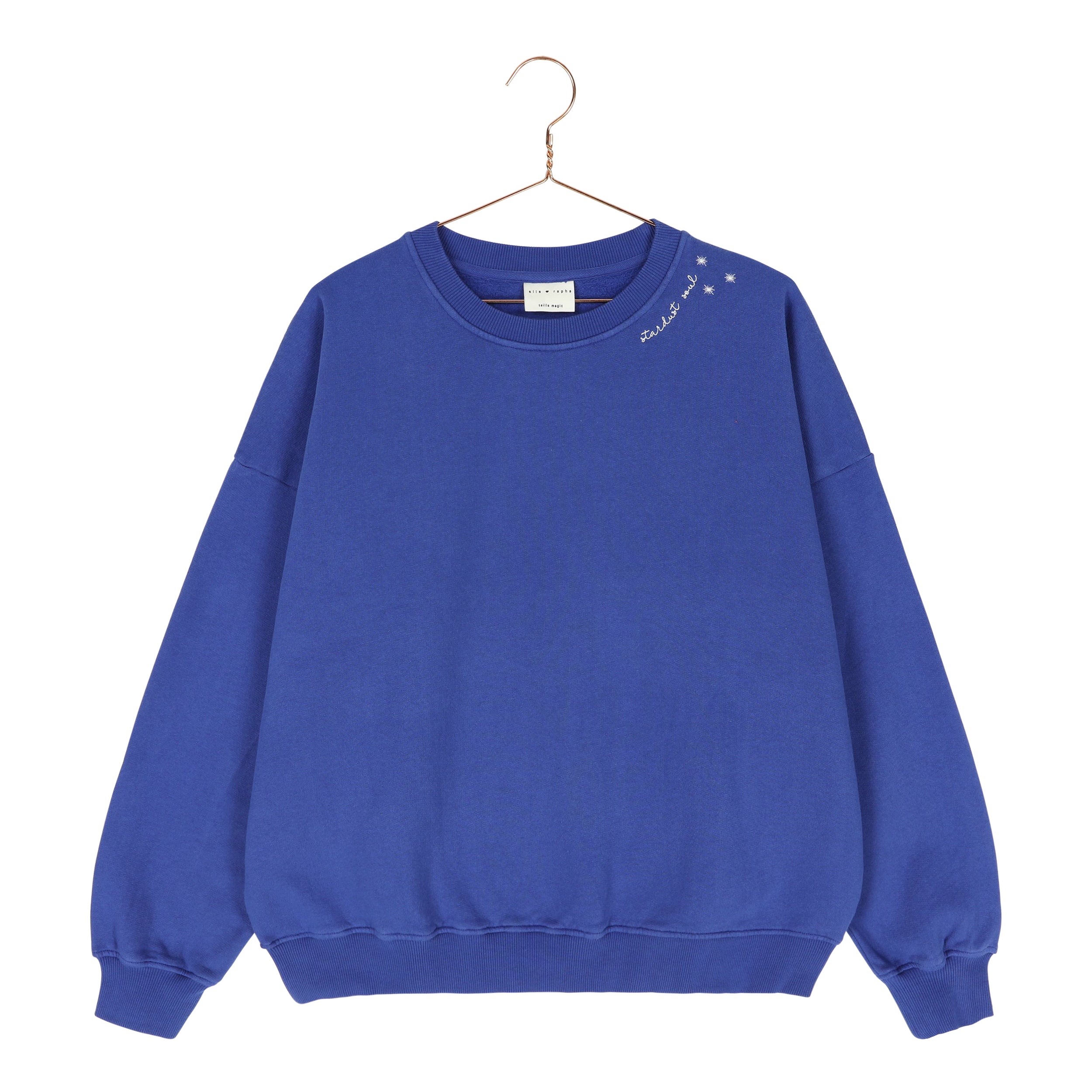 Ella and Rapha Stardust Soul felpa donna blu ricamo collo
