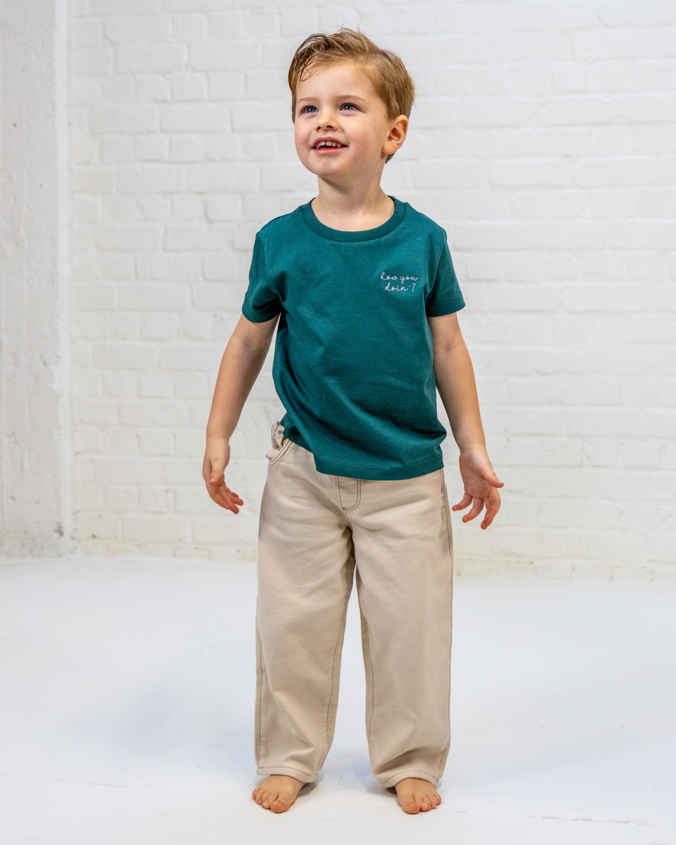 Ella and Rapha How You Doin t-shirt verde cotone organico bimbo