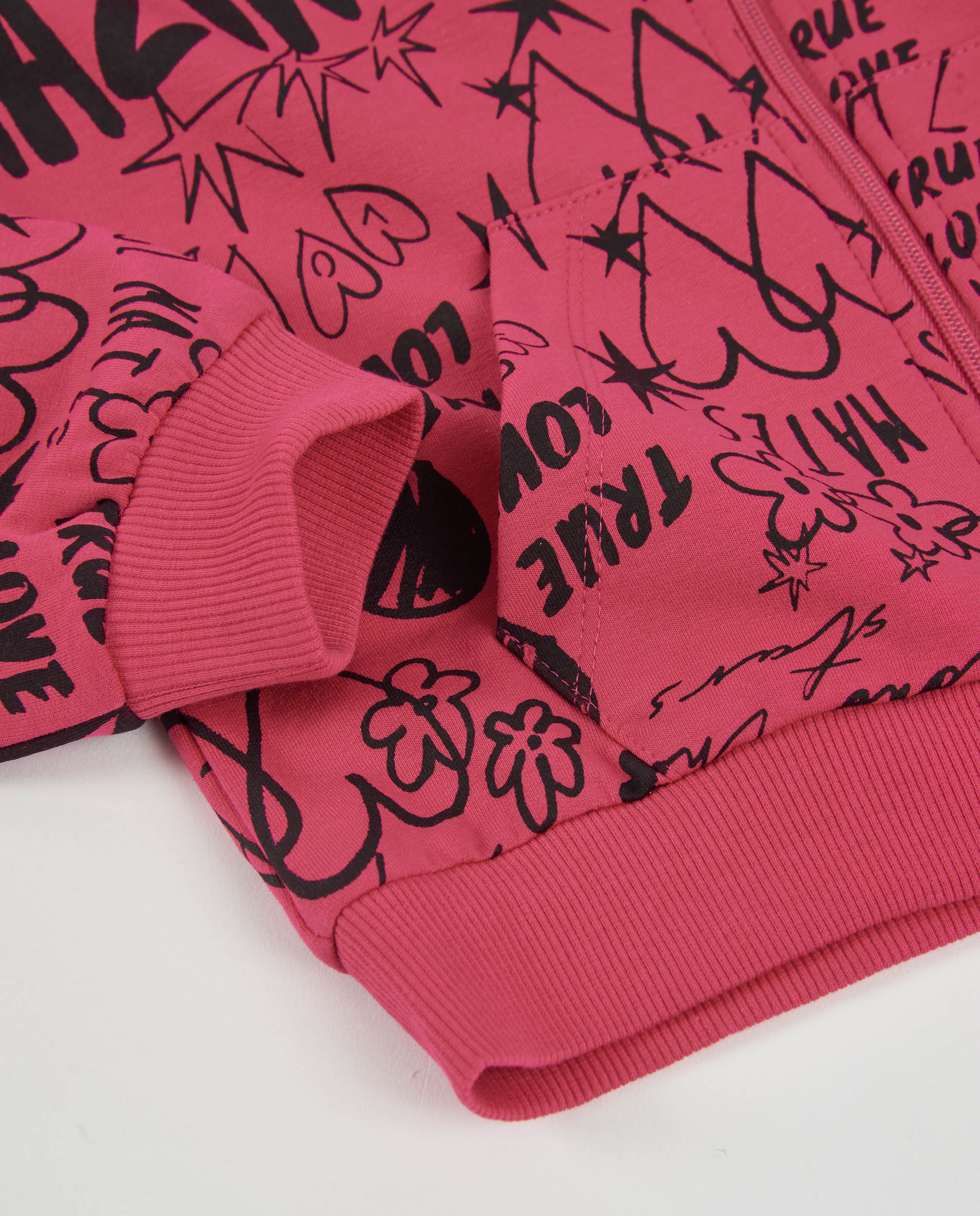 Tuc Tuc felpa bambina fucsia zip cappuccio grafica