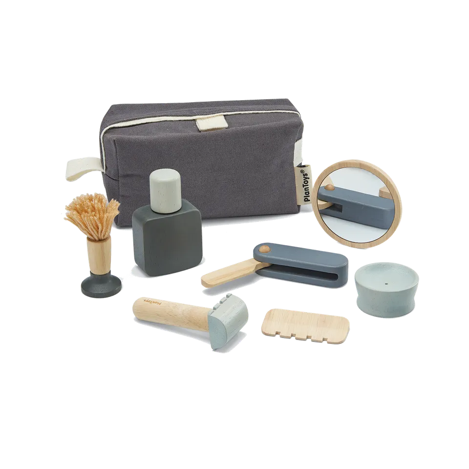 PlanToys Shave Set Barbiere Gioco in Legno 9 Pezzi Sostenibile