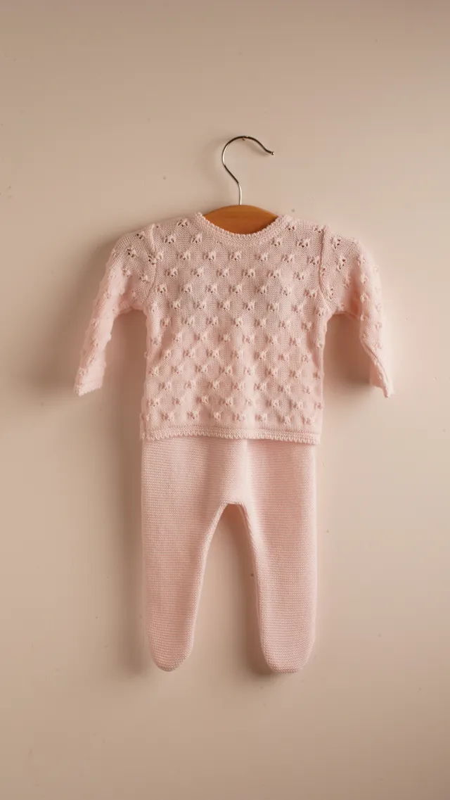 Mebi completo neonato 1 mese rosa maglia cotone