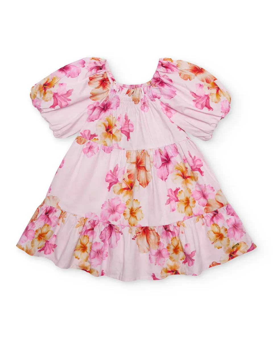 Tuc Tuc vestito bambina rosa fiori maniche a sbuffo