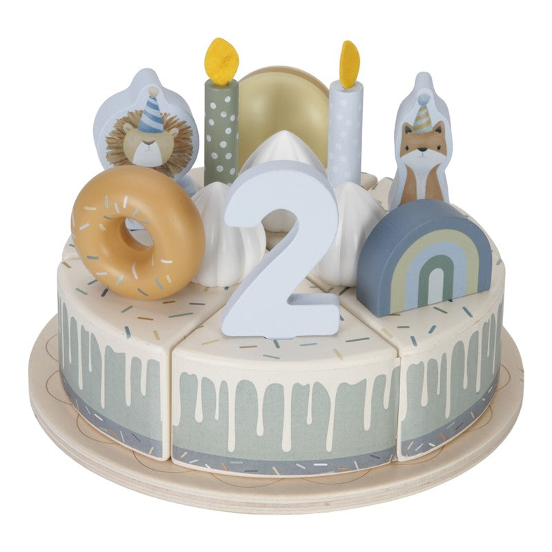 Little Dutch Torta Compleanno Gioco Legno Blu 26 Pezzi