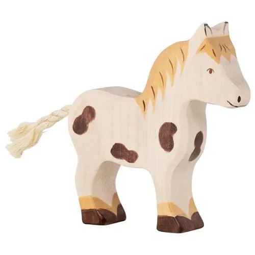 Holztiger Pony Pezzato figura legno dipinta a mano