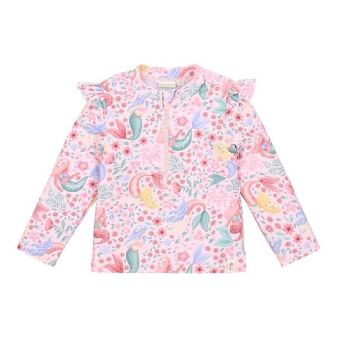 Little Dutch Sirene Costume Mare Manica Lunga Rosa UPF40+