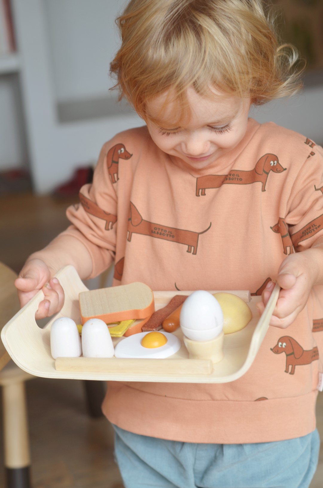 Plan Toys Menu Colazione set gioco legno con vassoio