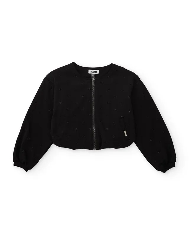 Tuc tuc bomber bambina nero con fiori