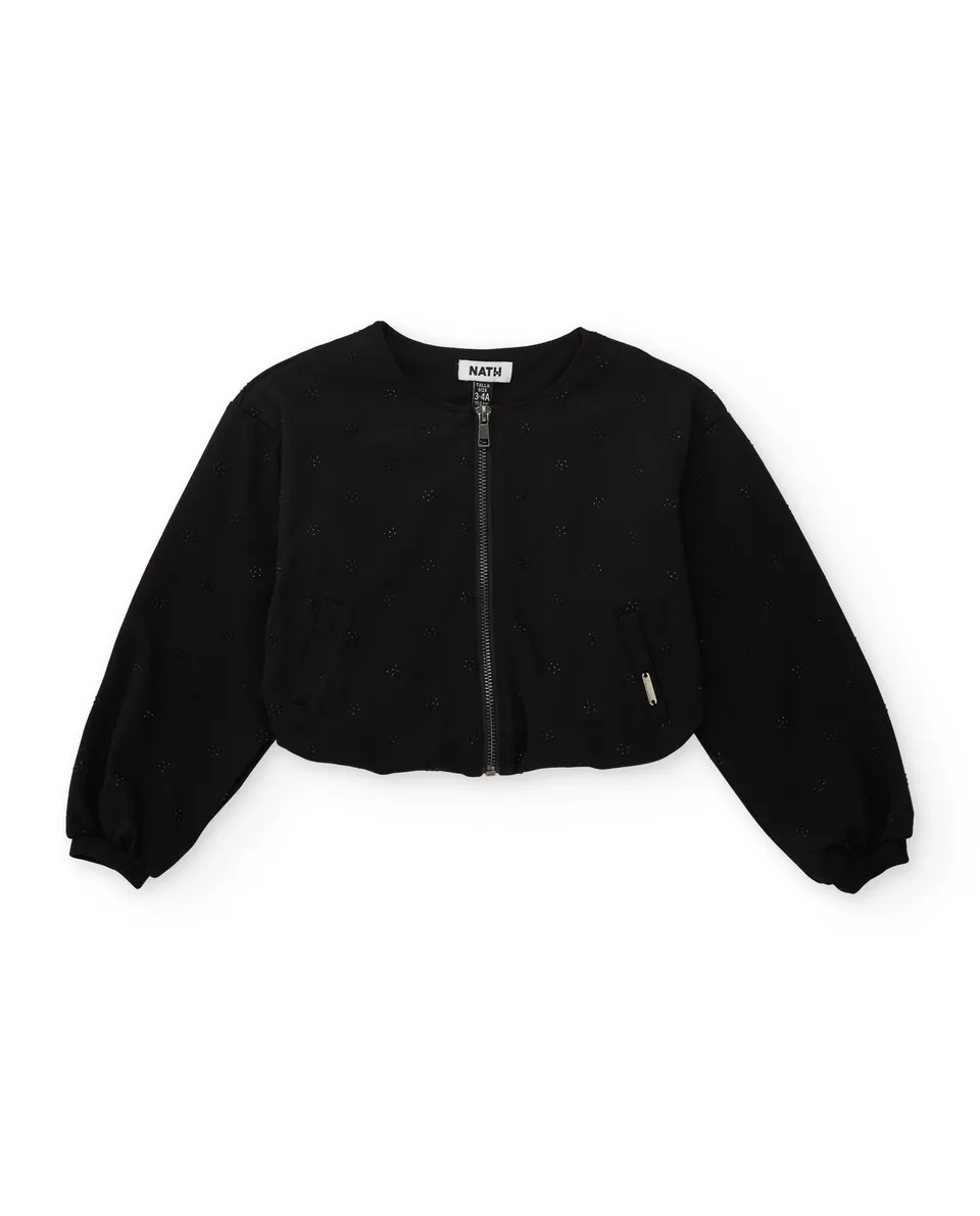Tuc tuc bomber bambina nero con fiori