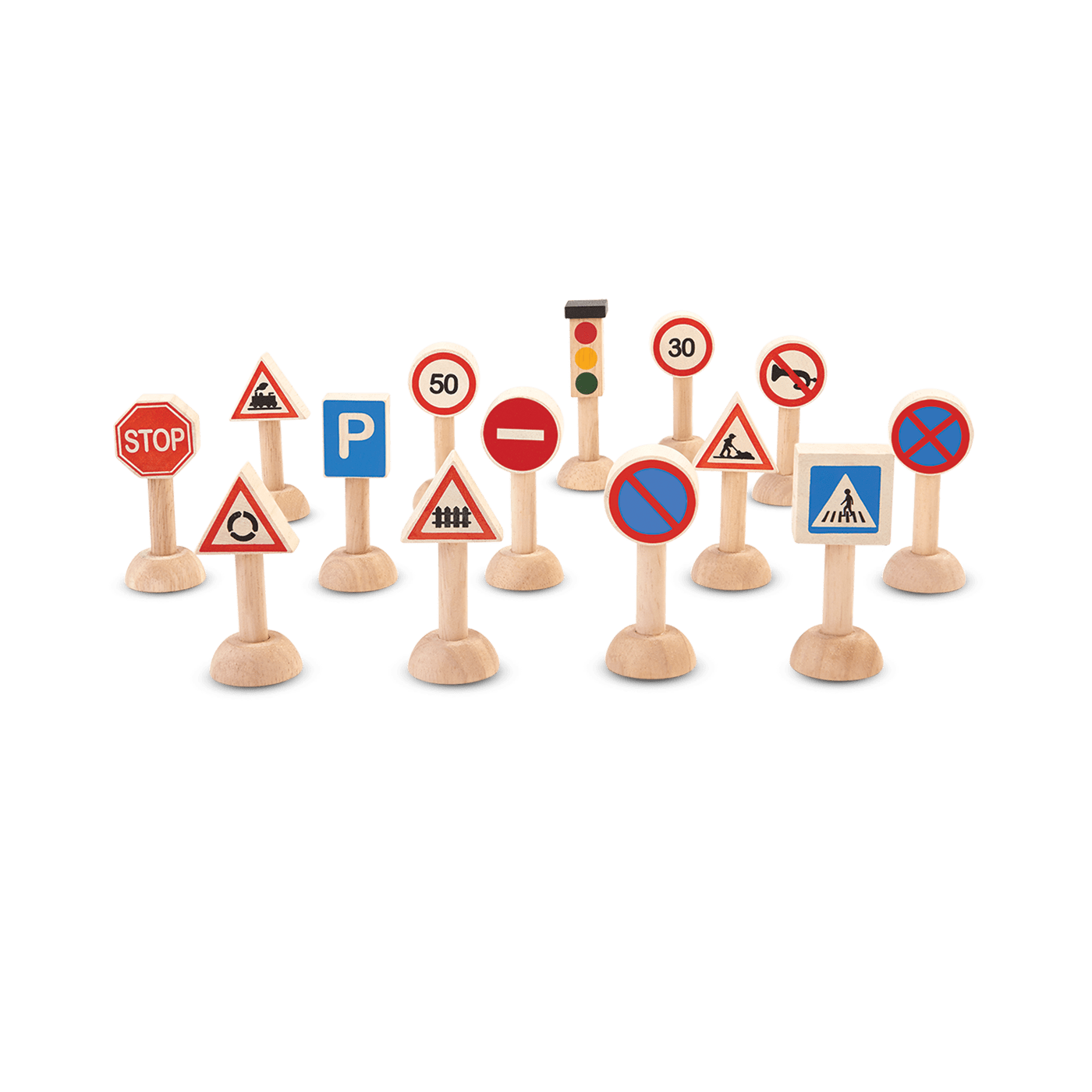 Plan Toys set segnali stradali legno 14 pezzi