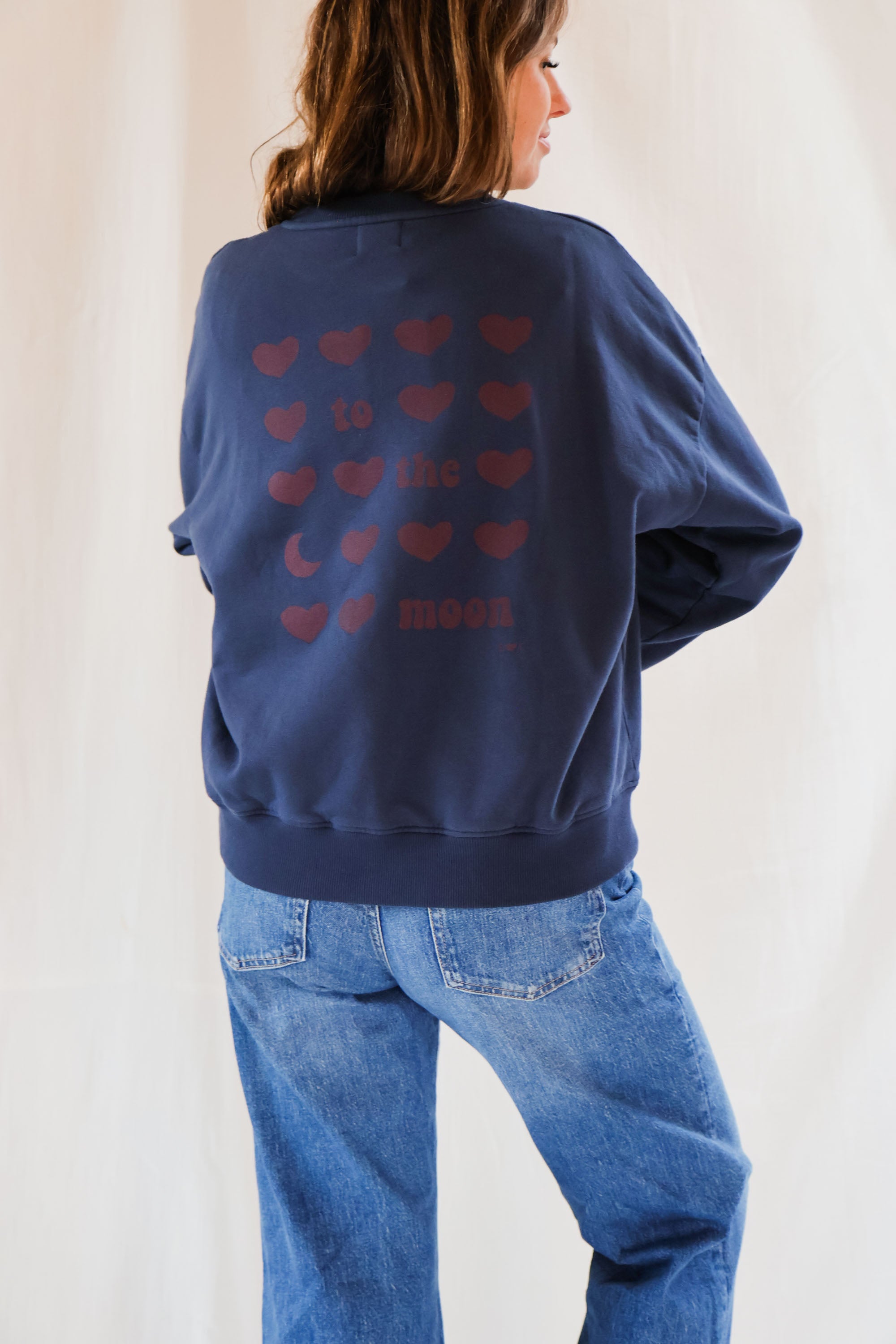 Ella and Rapha To The Moon Hearts felpa donna blu cuori