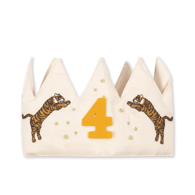 Konges Sløjd Tiger corona compleanno cotone con numeri