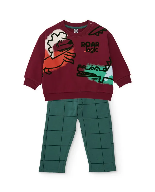 Tuc Tuc tuta bambino bordeaux felpa animali