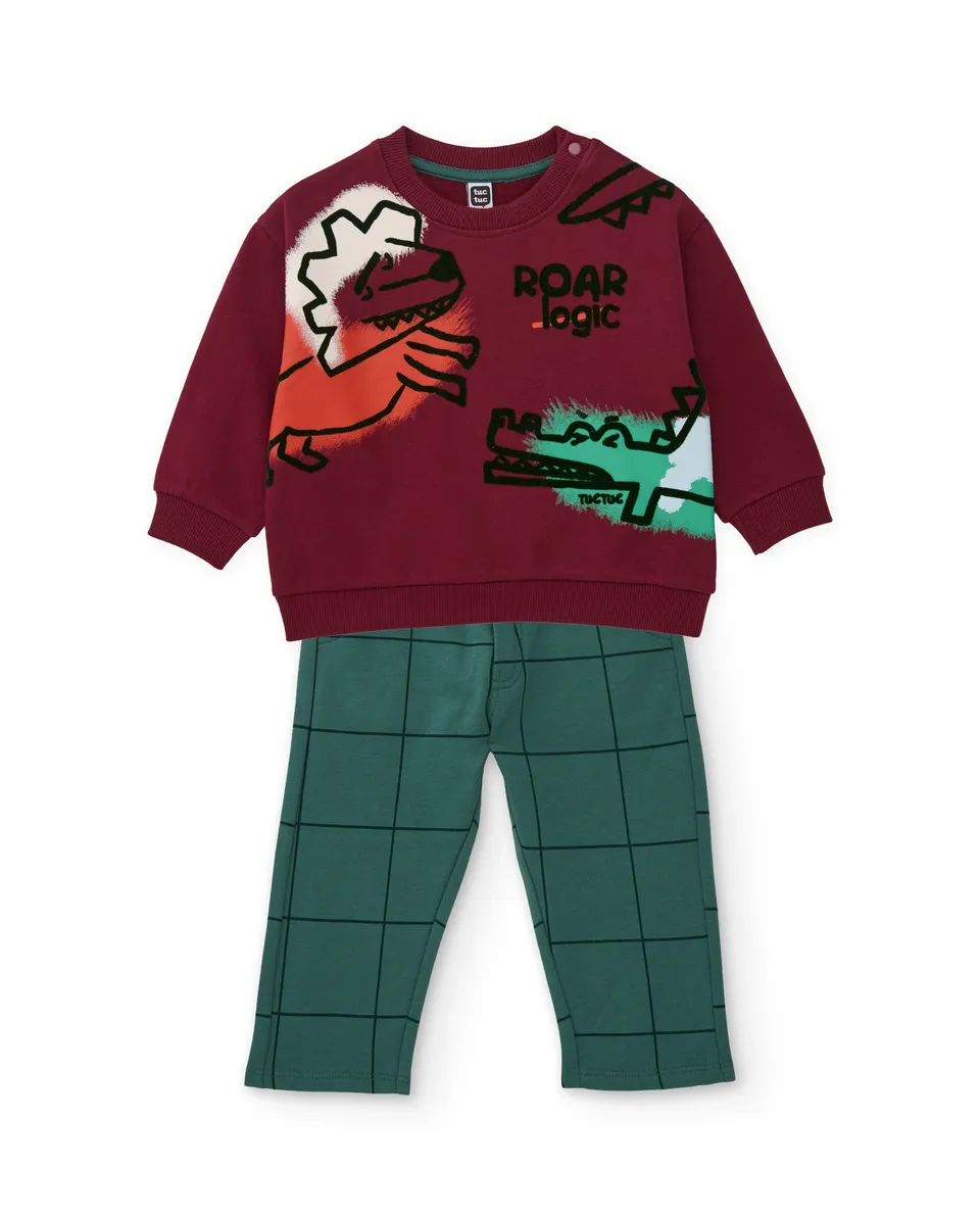 Tuc Tuc tuta bambino bordeaux felpa animali