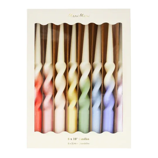 Meri Meri Rainbow Twisted candele da tavolo 8 pezzi pastello
