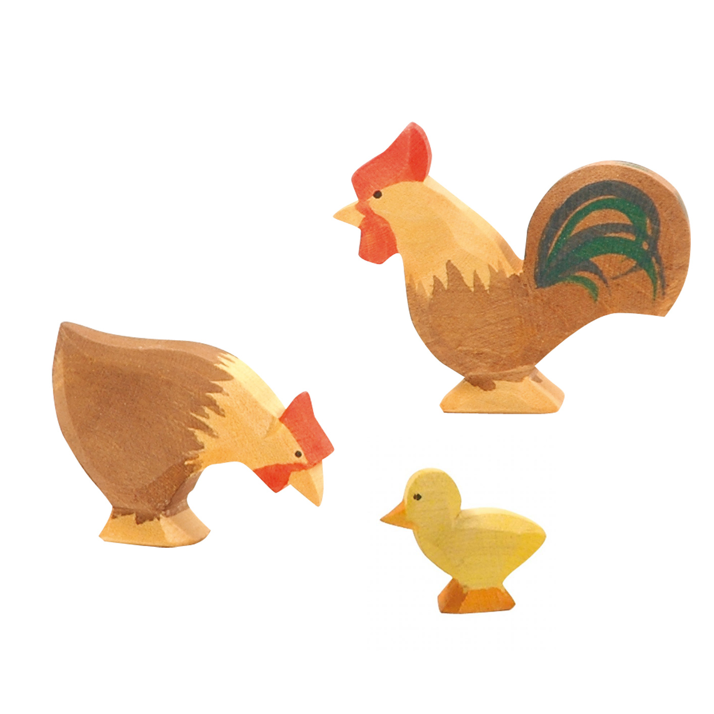 Ostheimer Famiglia Pollo figure legno massello h 5 cm