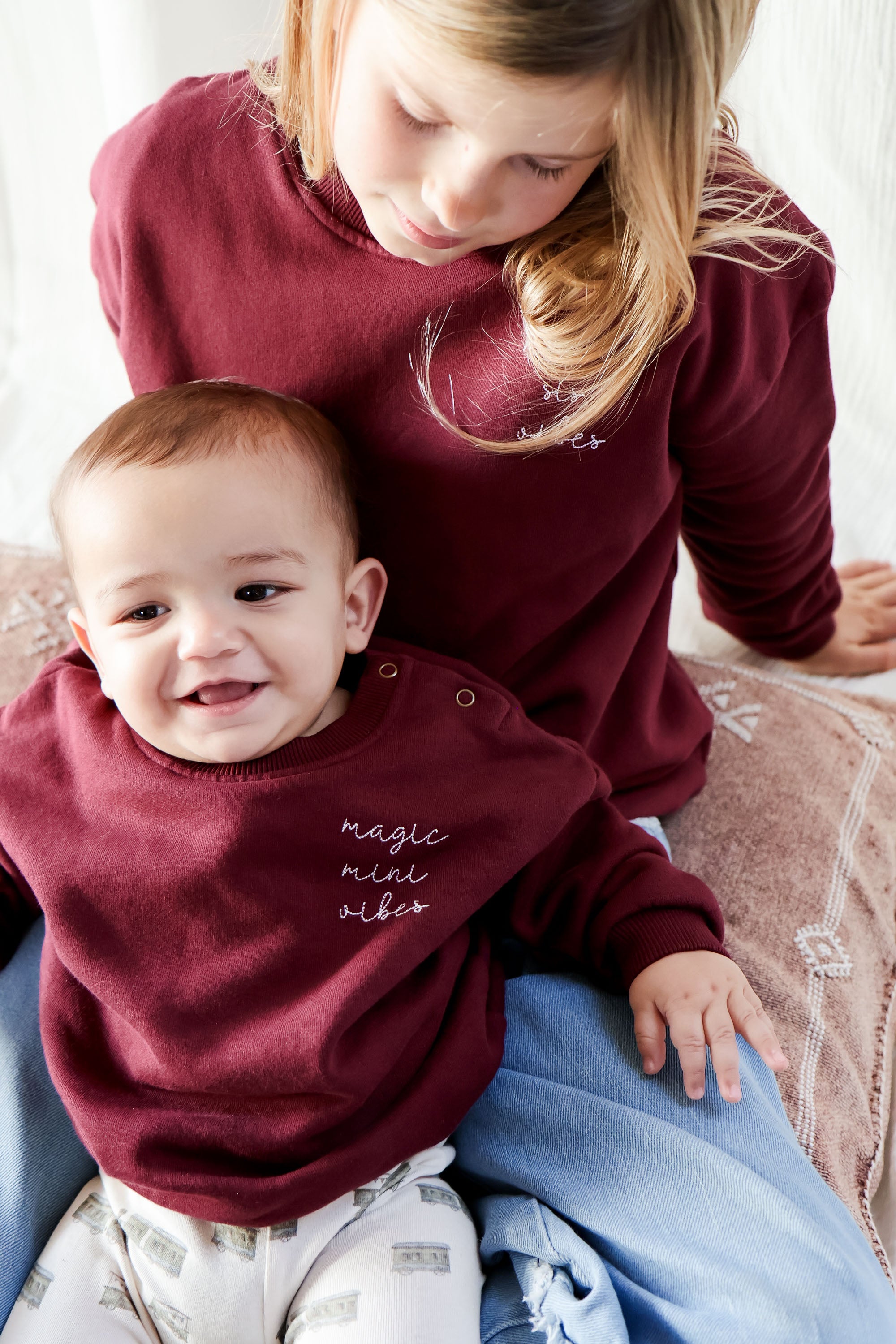 Ella and Rapha MINI felpa bambino bordeaux cotone morbido