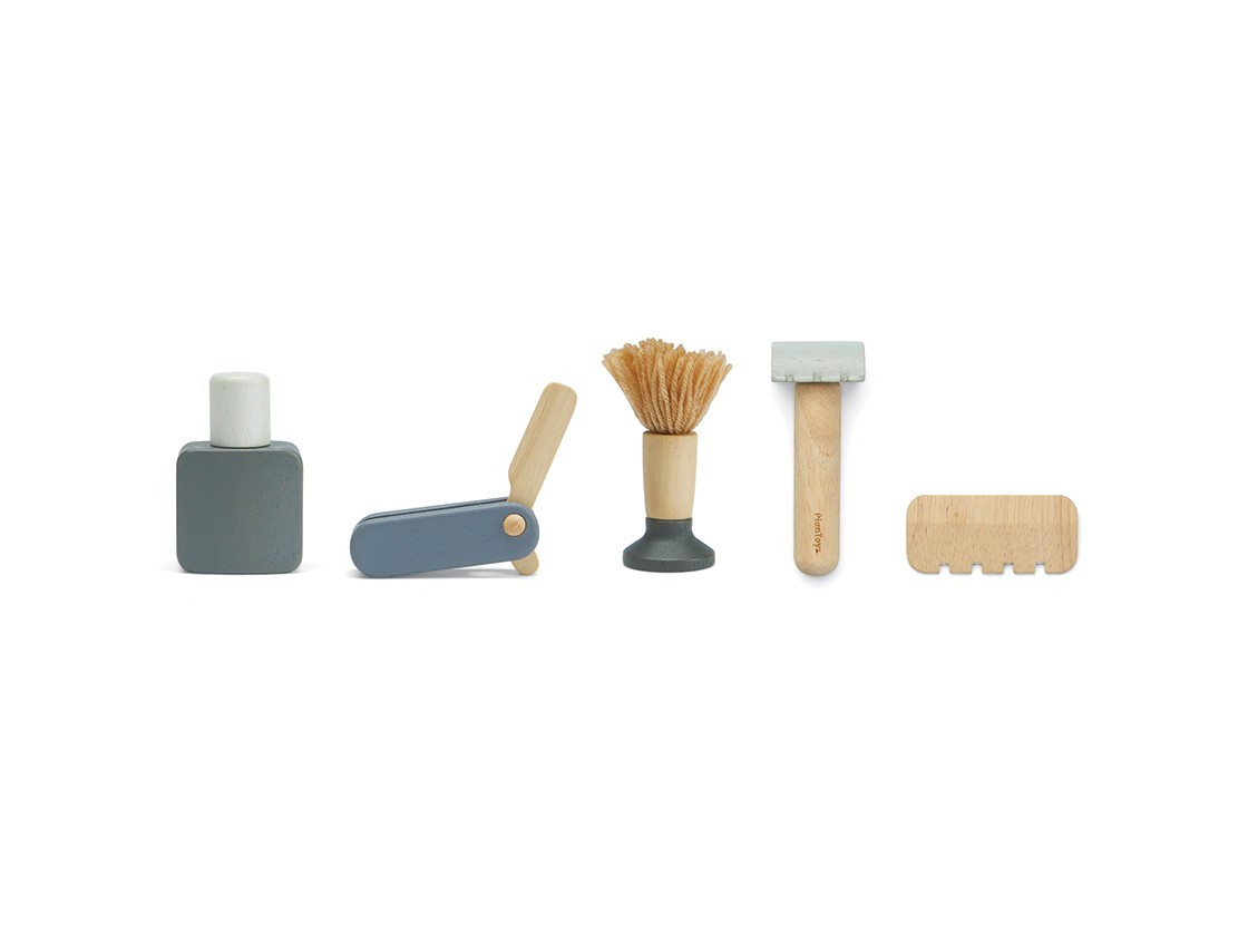 PlanToys Shave Set Barbiere Gioco in Legno 9 Pezzi Sostenibile