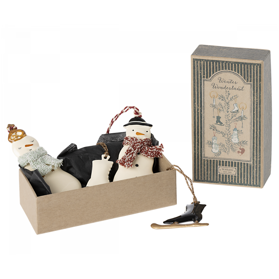 Maileg Winther set 4 decori Natale in box metallo