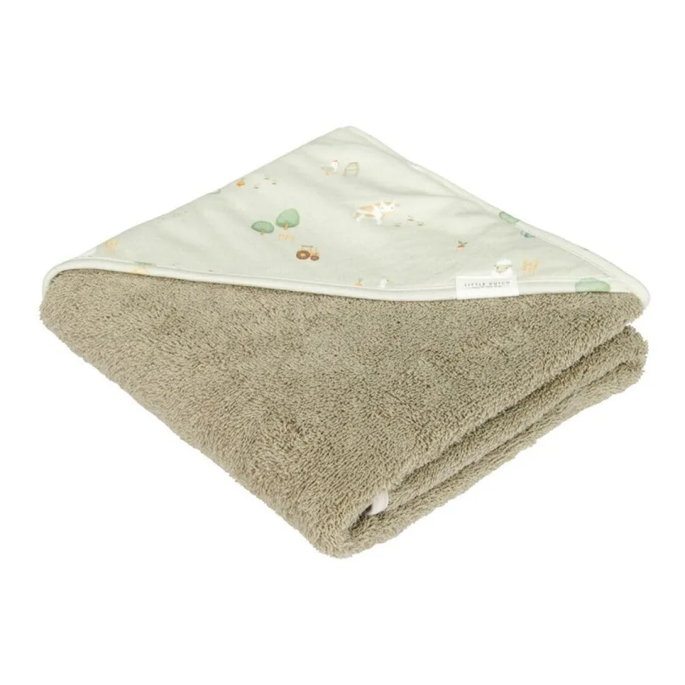 Little Dutch Little Farm telo con cappuccio 75x75 cotone bio