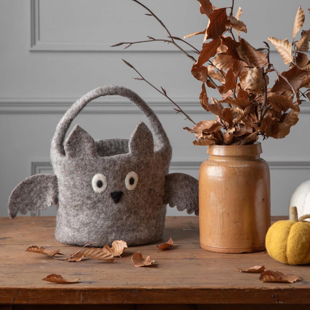 Gry & Sif Halloween Basket cestino feltro ocra 25x17 cm
