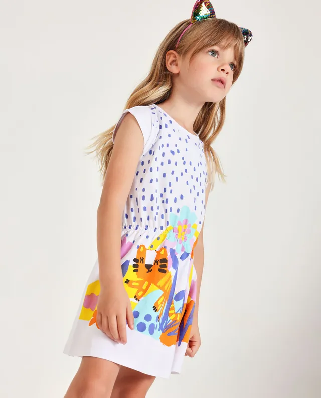 Tuc Tuc vestito bambina bianco con fiori vita elasticizzata