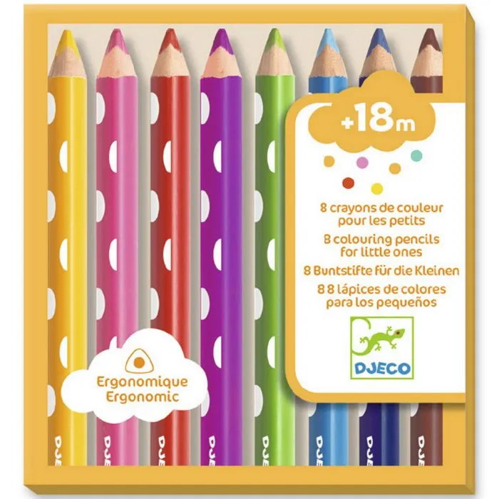 Djeco set 8 matite colorate ergonomiche triangolari