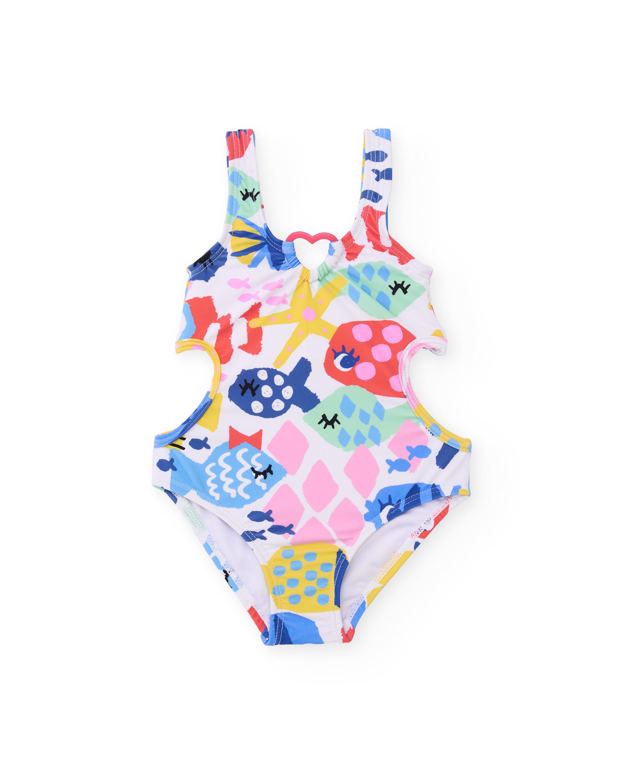 Tuc Tuc costume intero bimba pesci multicolore ritagli