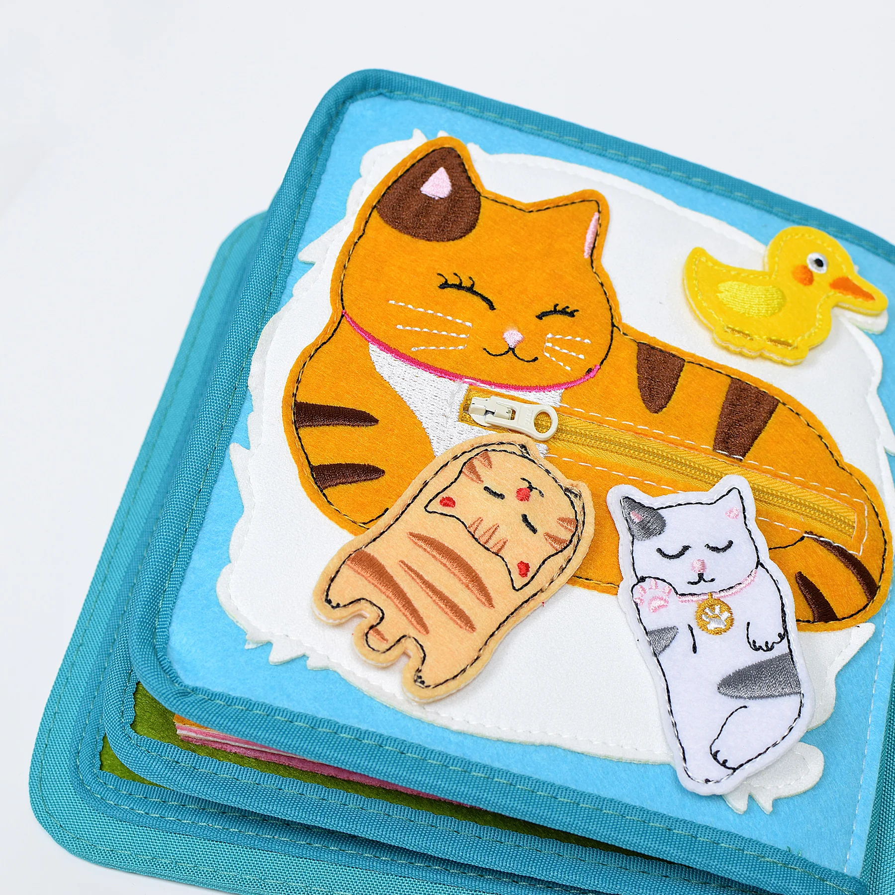 Lucky Cat Quiet Book Montessori Libro in Stoffa 8 Pagine