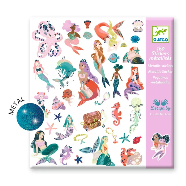 Djeco Sparkly Mermaid adesivi 160 pezzi sirena