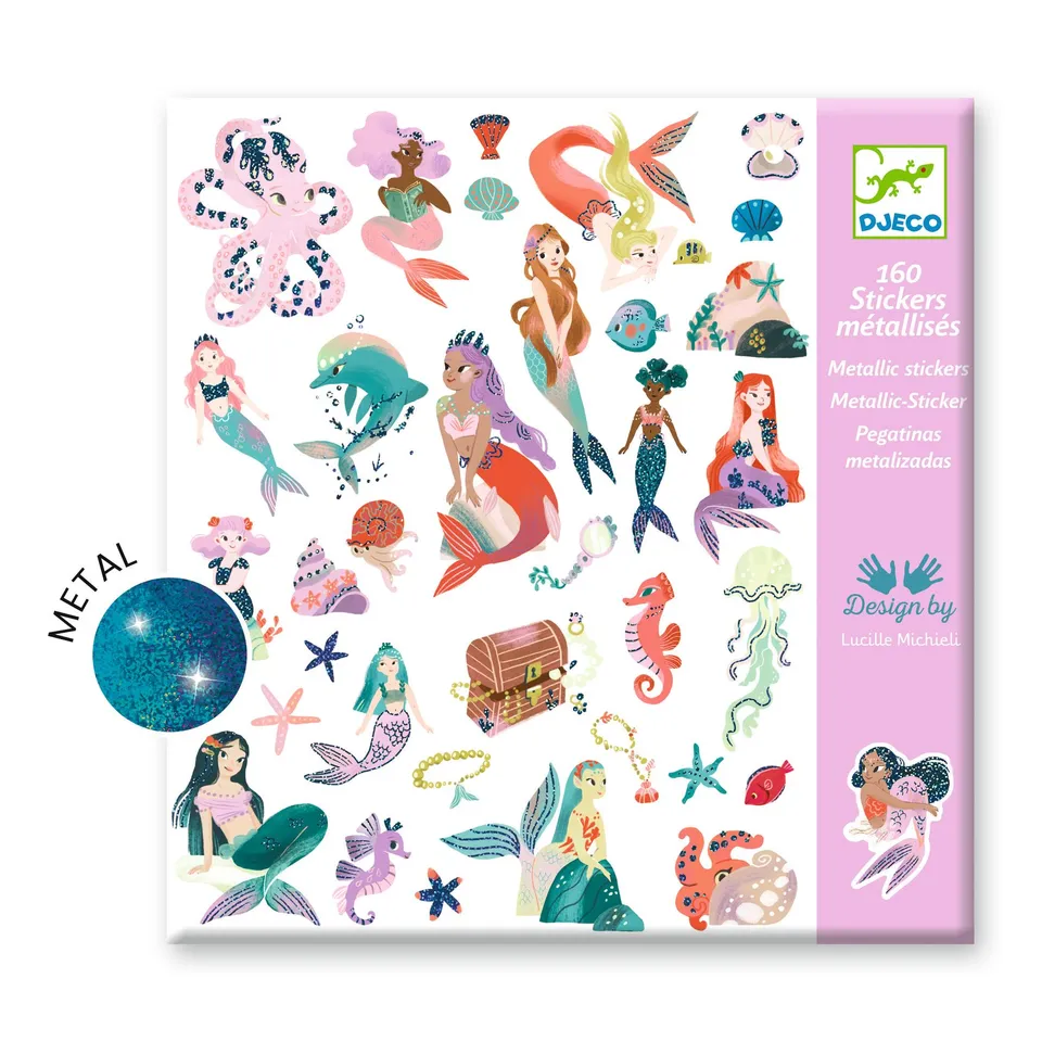 Djeco Sparkly Mermaid adesivi 160 pezzi sirena