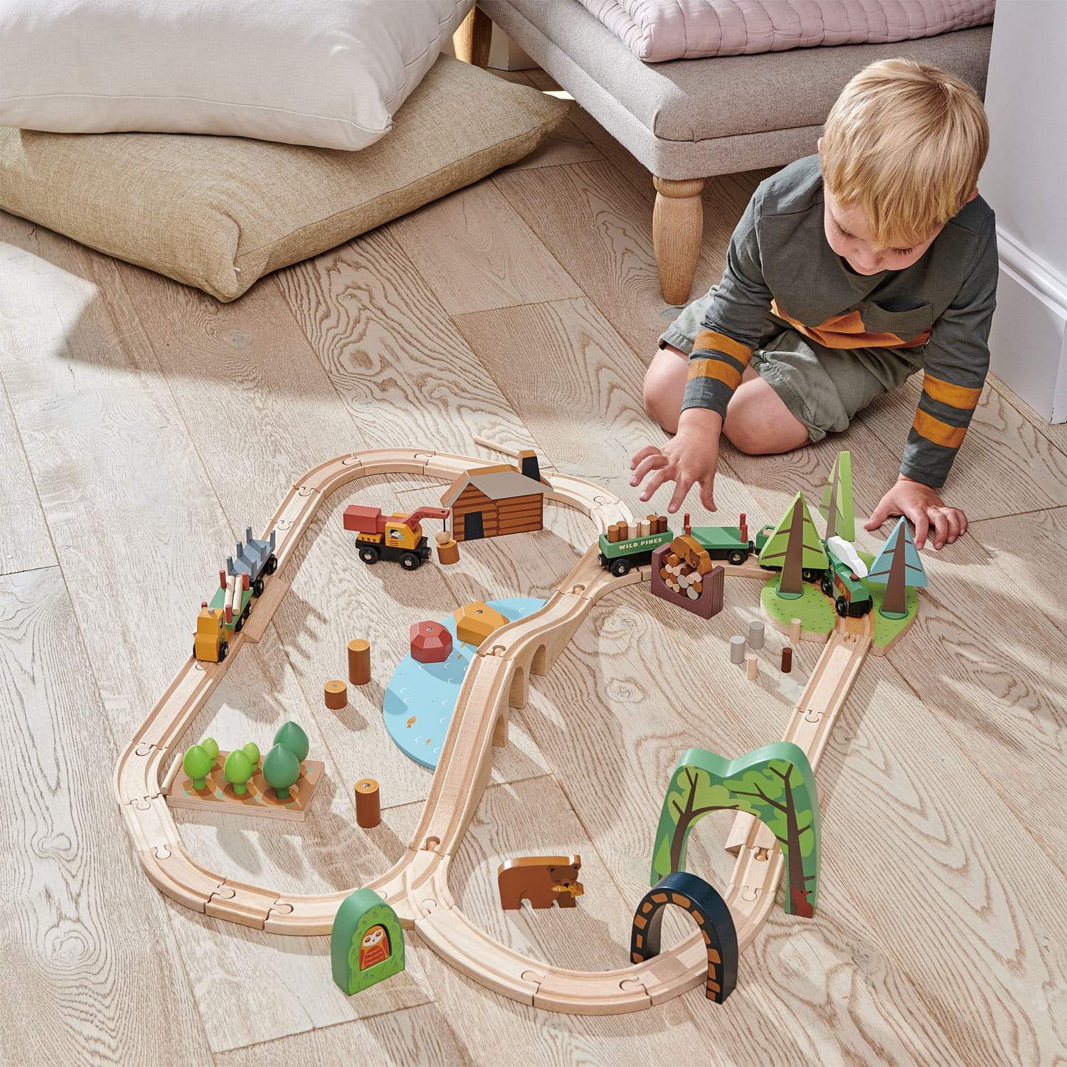 Tender Leaf Wild Pines Forest Set Trenino Legno 30 Binari