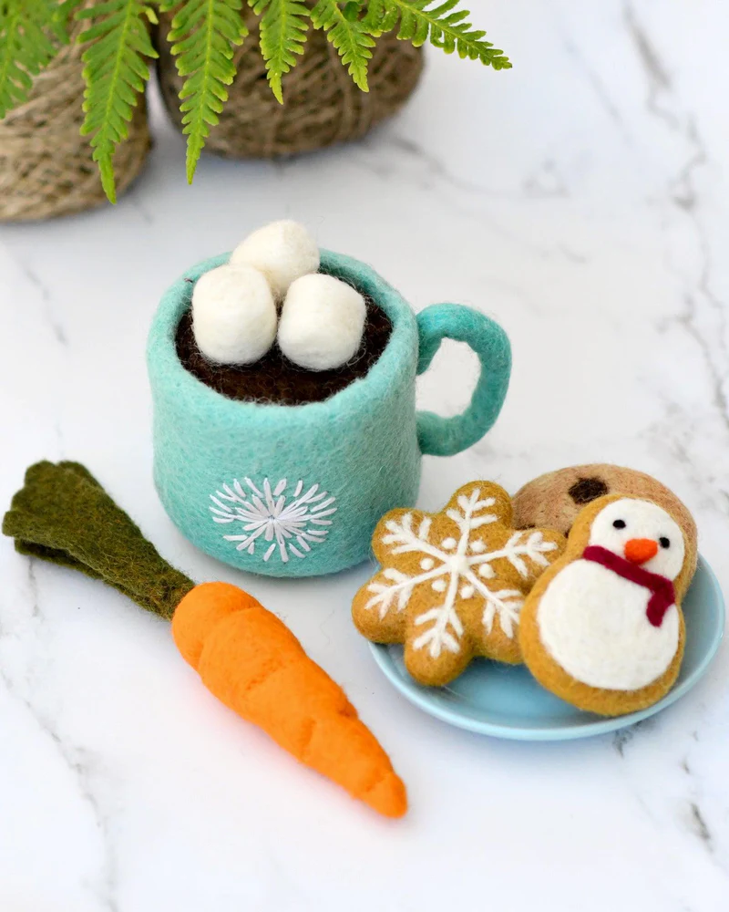 Tara Treasures Santa's Snacks cibo in feltro cioccolata blu