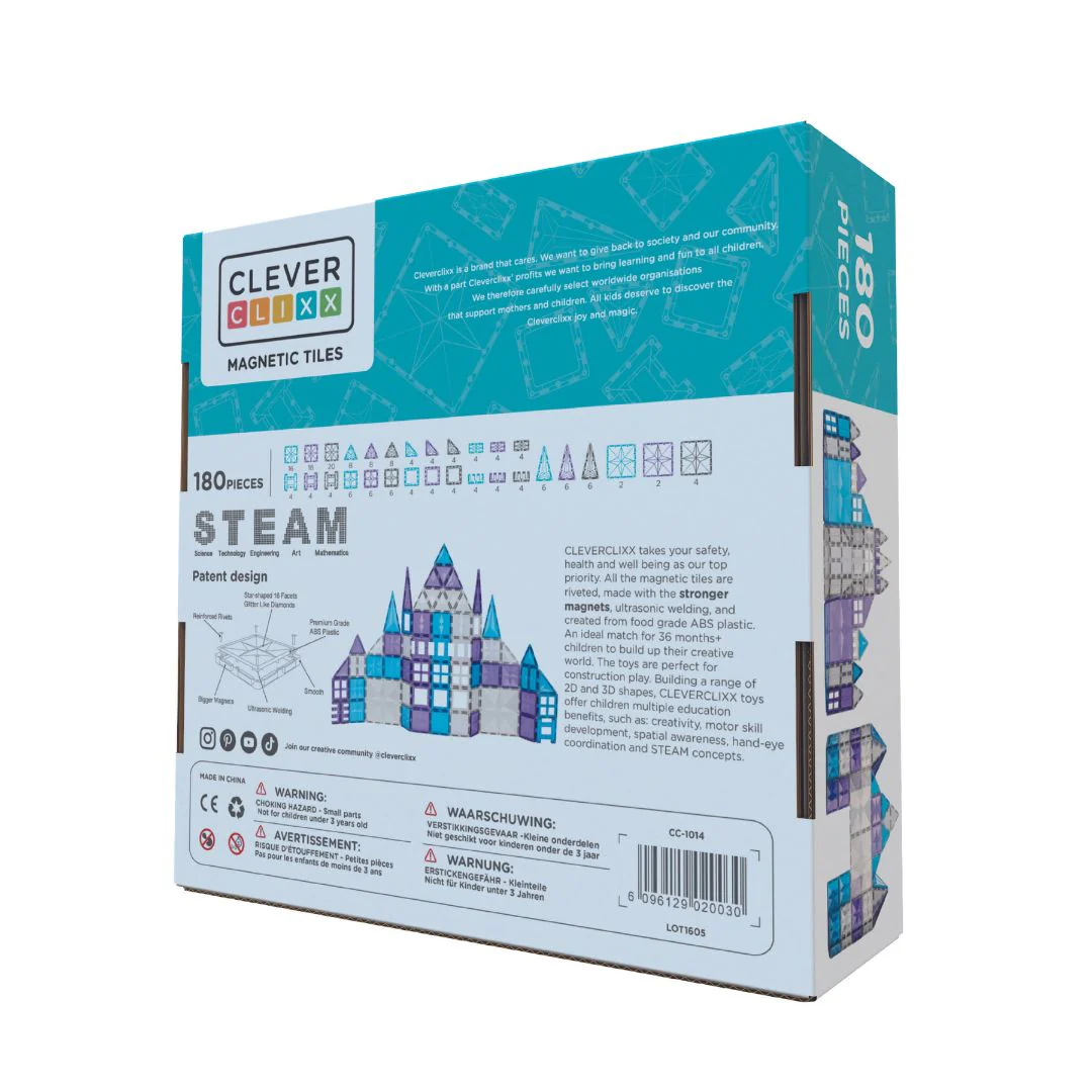 Cleverclixx Ice Crystal Pack 180 costruzioni magnetiche