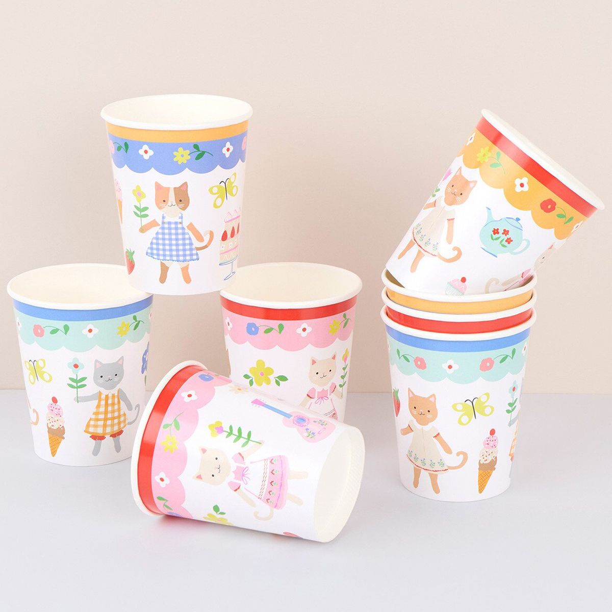 Meri Meri Kitten Club bicchieri carta 8 pezzi gattini