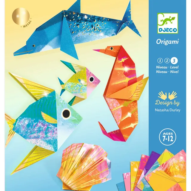 Djeco Origami Sea Creatures set origami 24 fogli oro