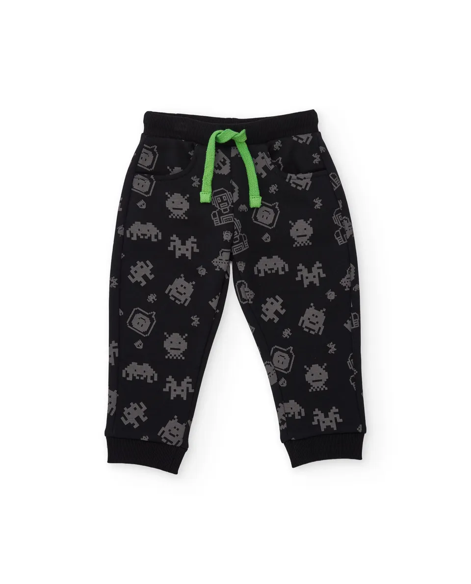 Tuc Tuc Pantaloni Felpa Bambino Neri con Stampa