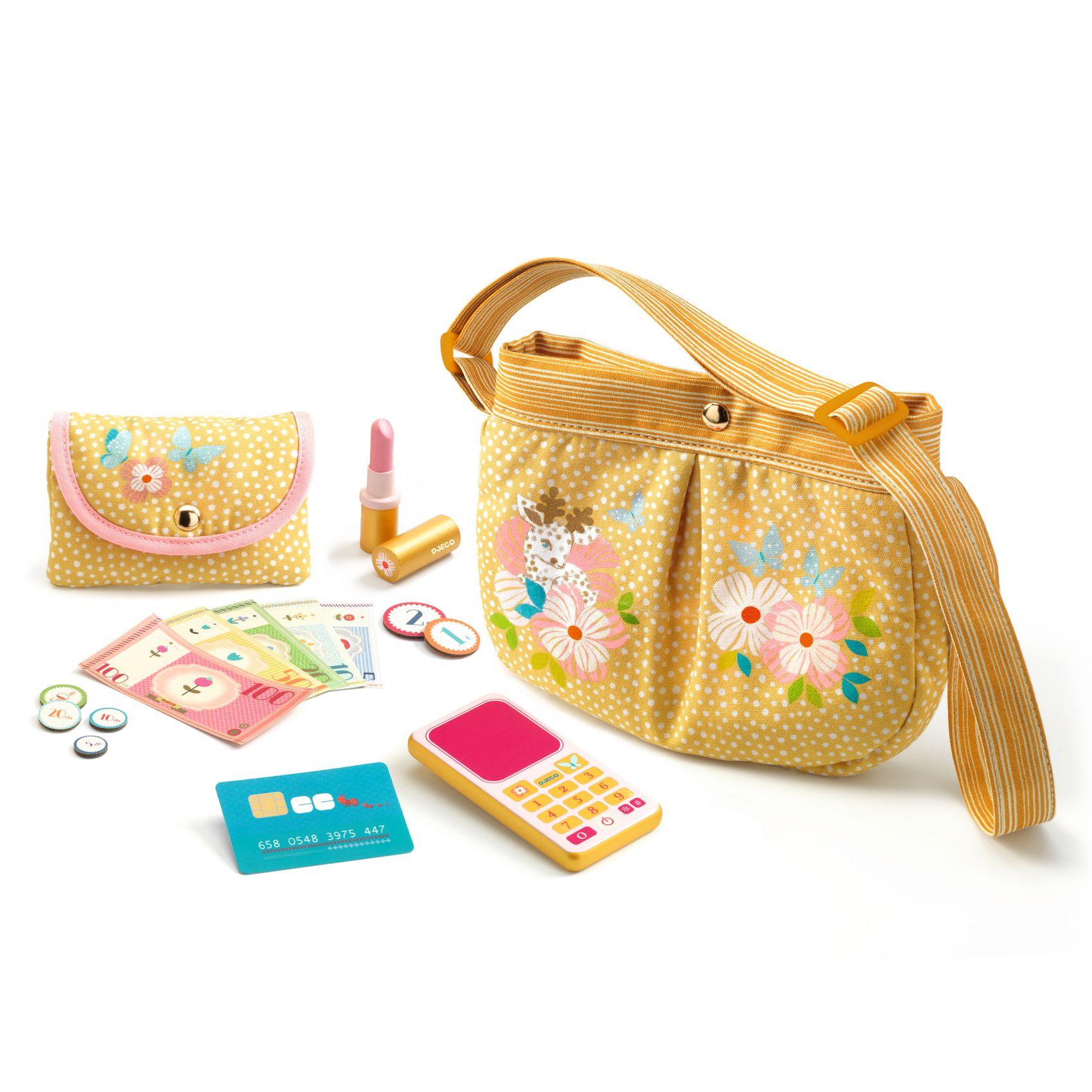 Djeco Orelia borsetta tracolla con accessori cotone