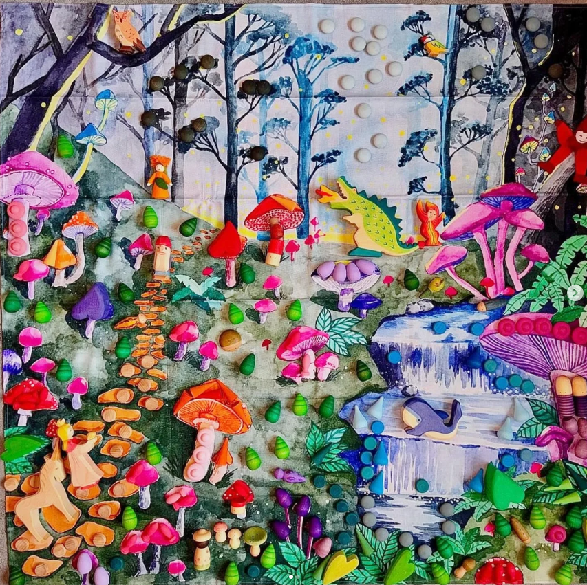 Wonderie Magical Forest telo gioco 100x100 cotone bio