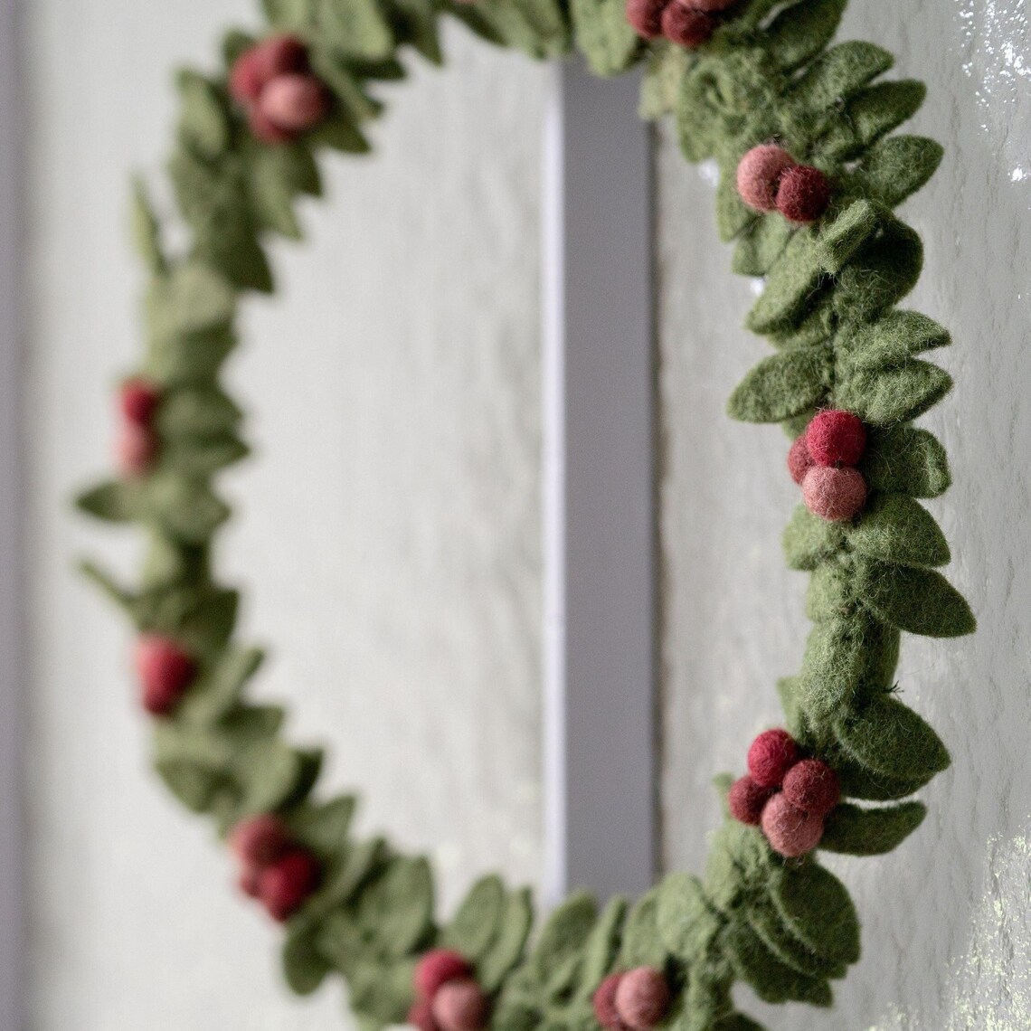 Gry & Sif Ghirlanda Bacche 30 cm ghirlanda feltro lana Natale