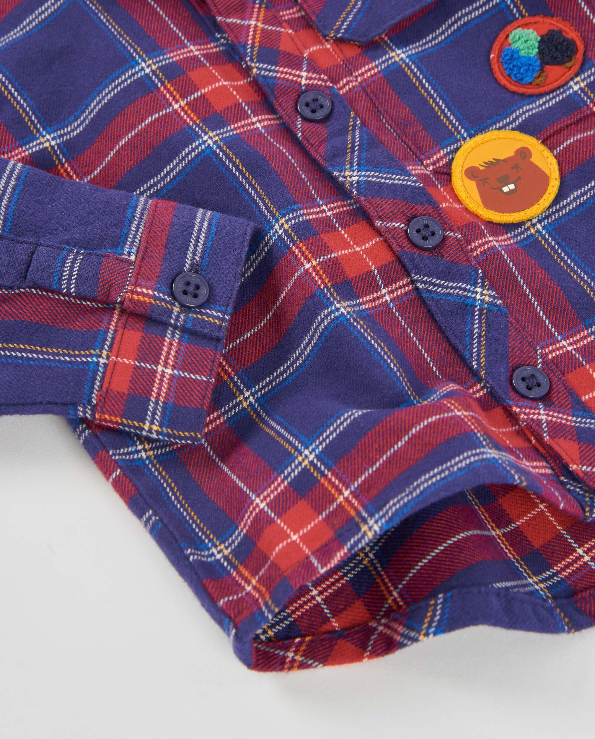 Tuc Tuc camicia bambino blu quadri con patch