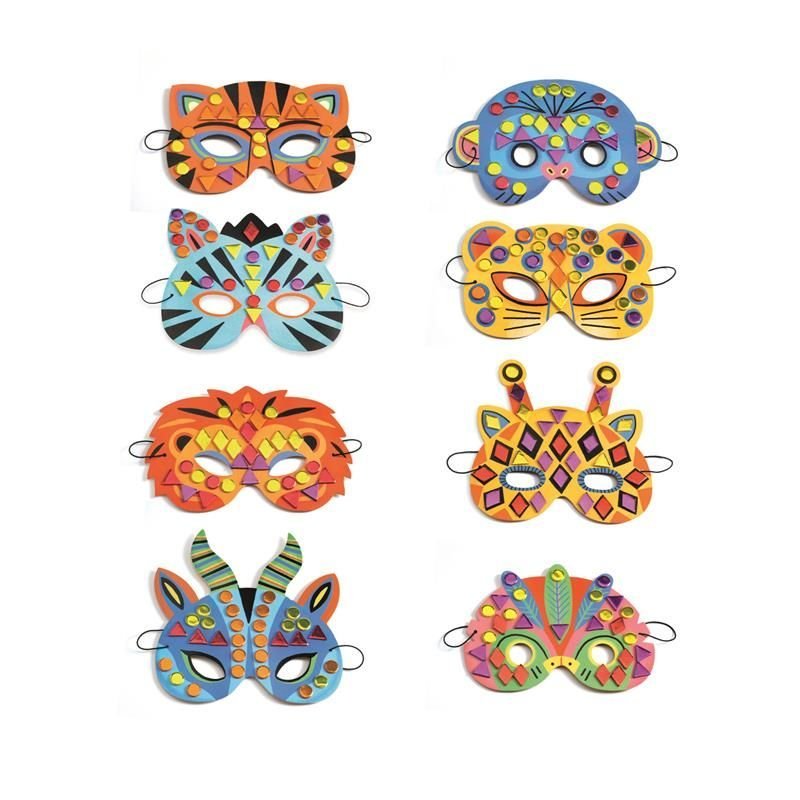 Djeco Do It Yourself Maschere Animali mosaico 8 pz