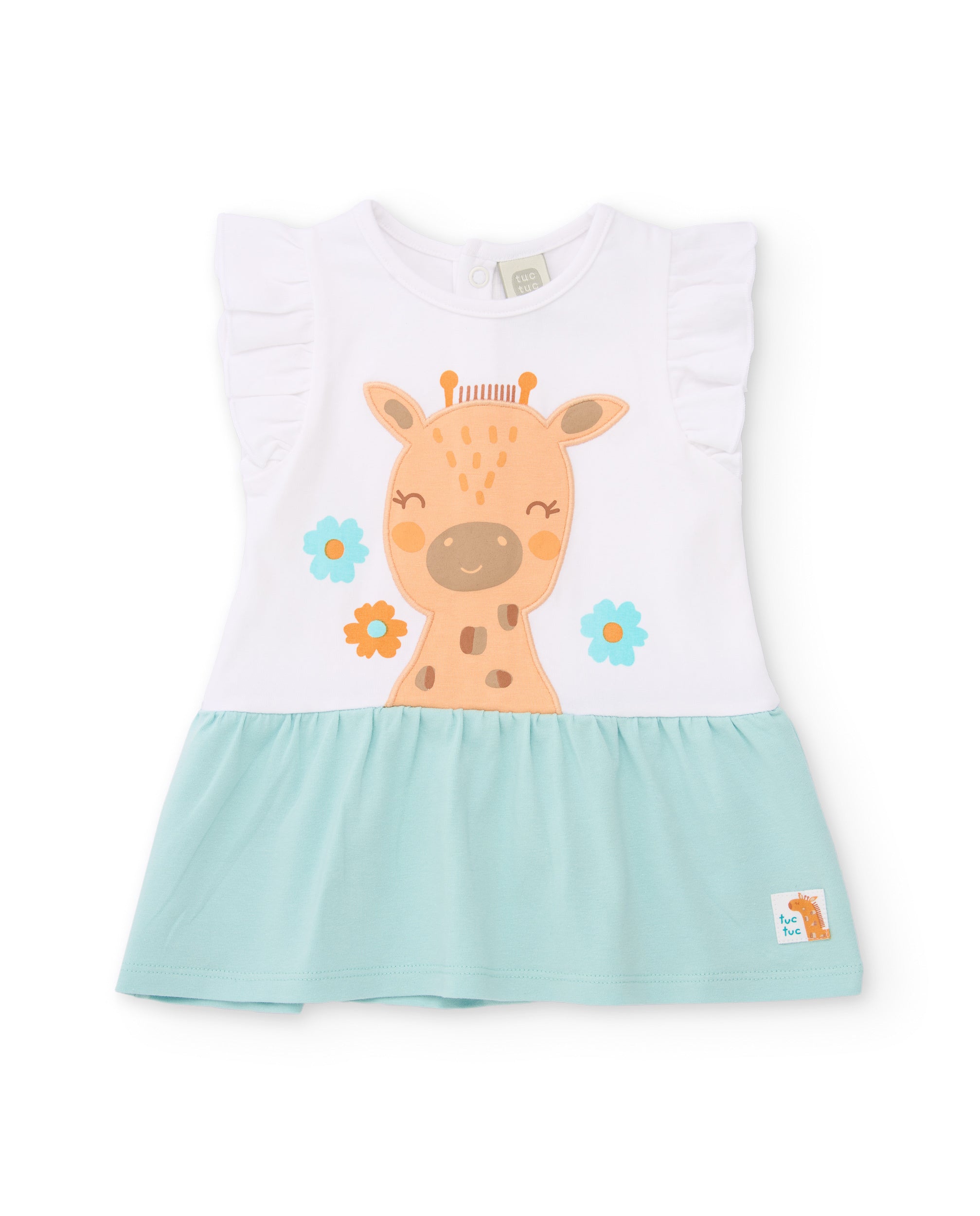 Tuc Tuc Vestito Neonata Giraffa con Mutandina Bianco